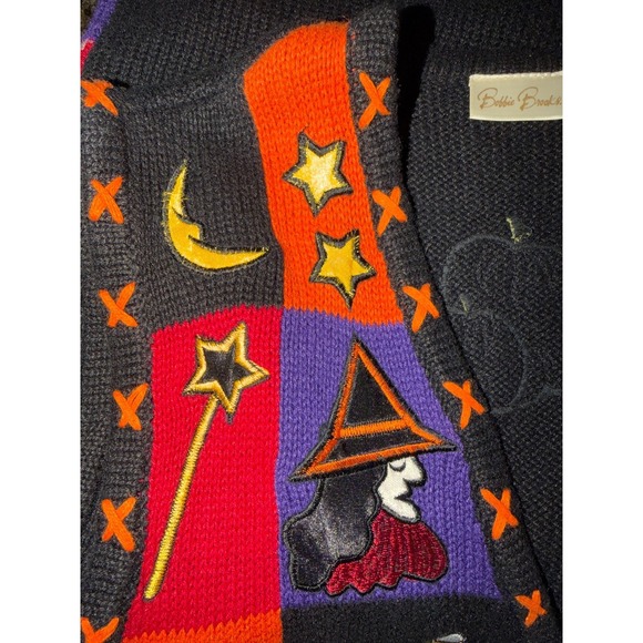 Bobbie Brooks Halloween Patchwork Knit Vest Women's M‎ Ramie Cotton - Picture 3 of 11